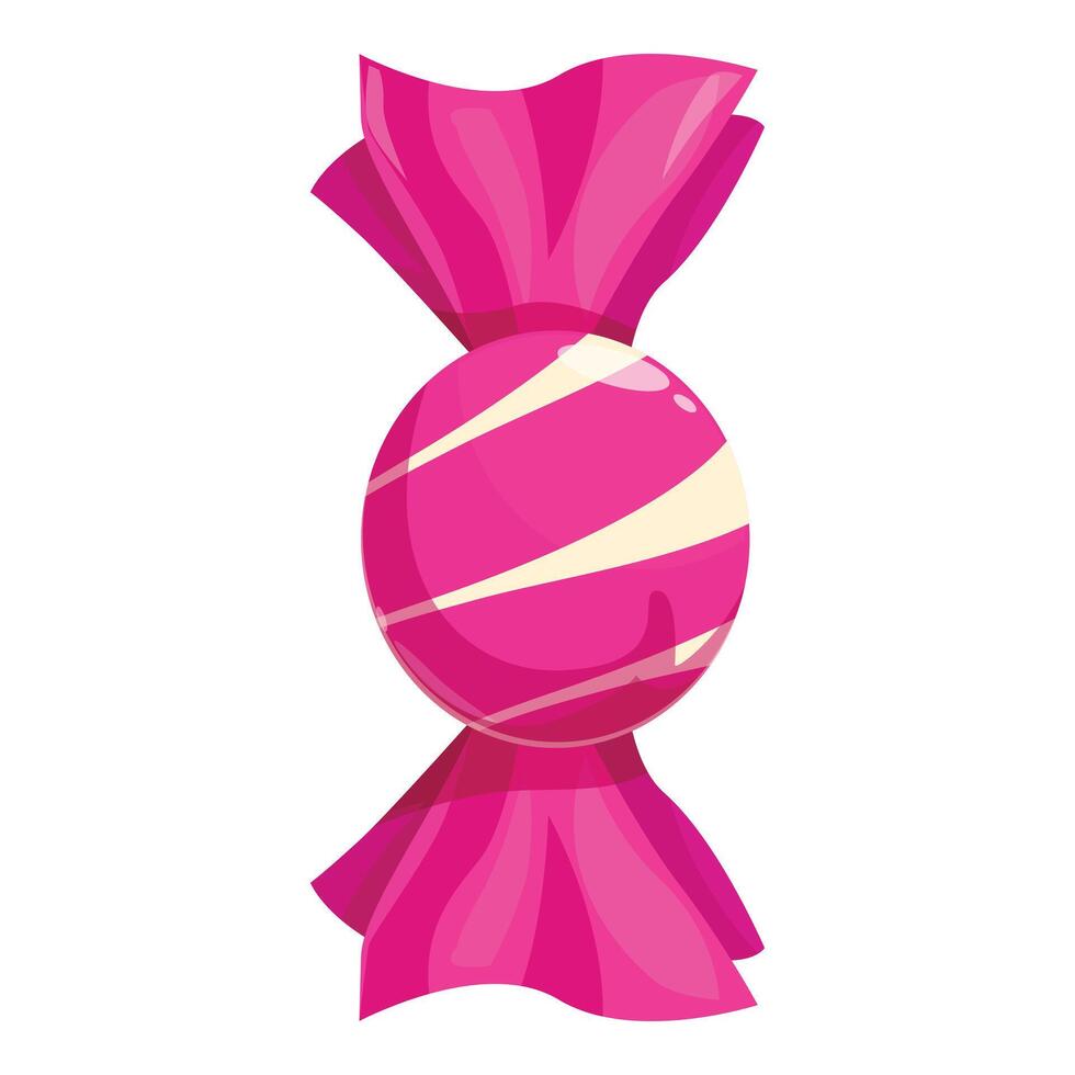Round pink and white candy with wrapping showing flavor vector