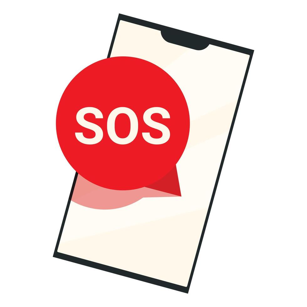 Smartphone showing sos message for emergency call vector