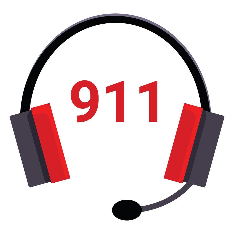 Emergency 911 calling headset depicting emergency services vector