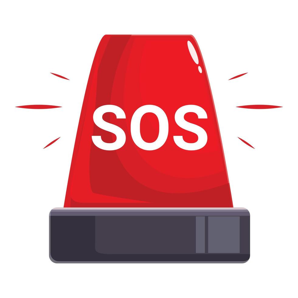 Red emergency rotating beacon flashing sos signal vector