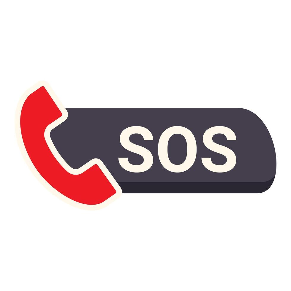 Red phone icon calling for sos, emergency contact concept vector