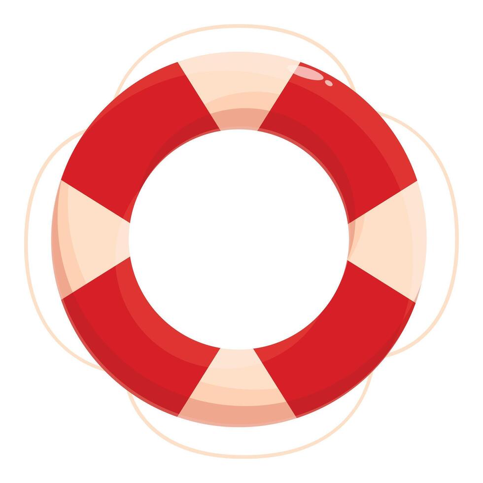 Red and white lifebuoy floating on water providing safety and rescue vector