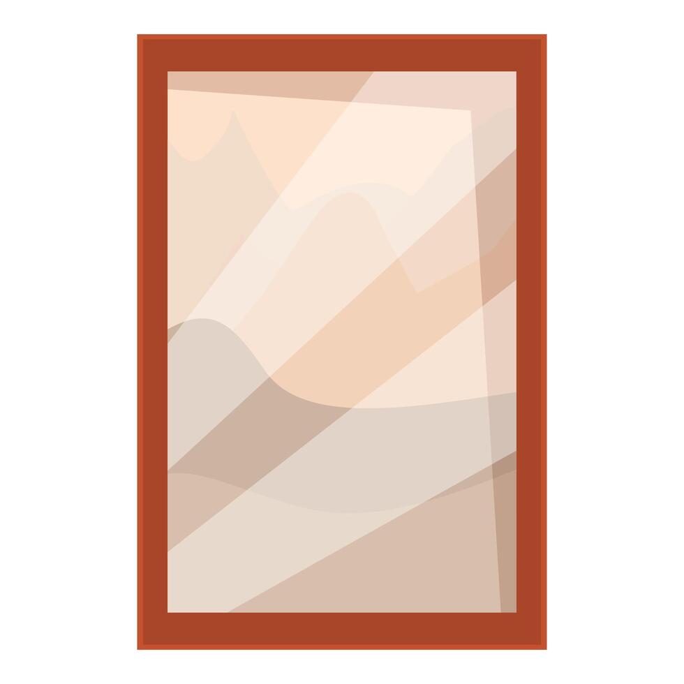 Wooden frame enclosing abstract painting depicting mountain landscape vector