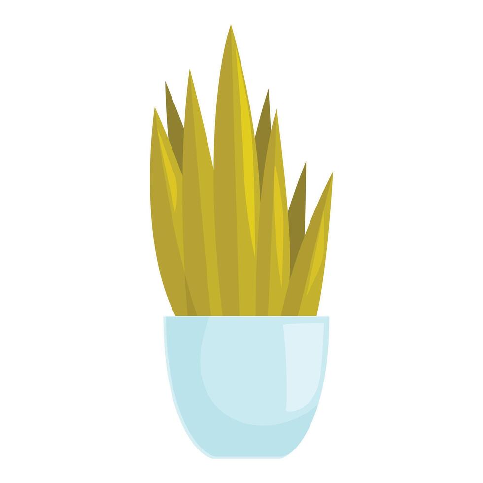 Green plant growing in pot standing on window sill vector