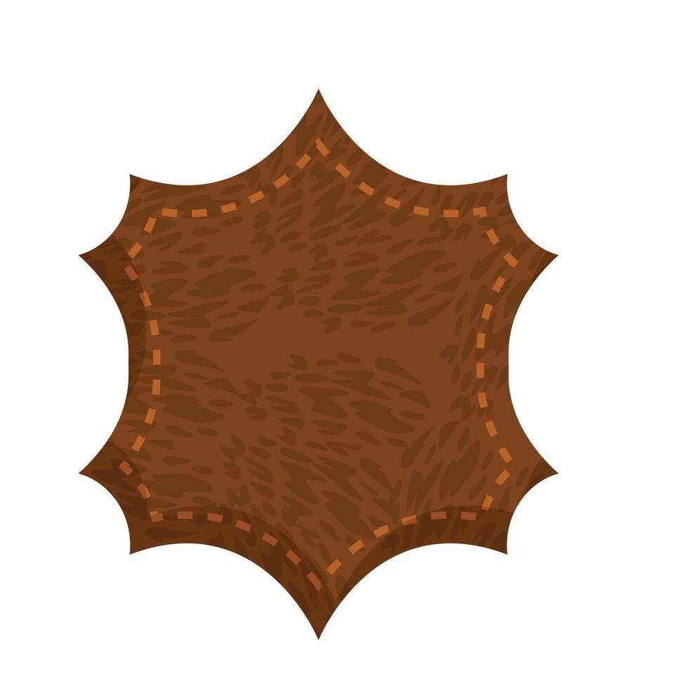 Brown leather label with decorative stitching in the shape of a star vector