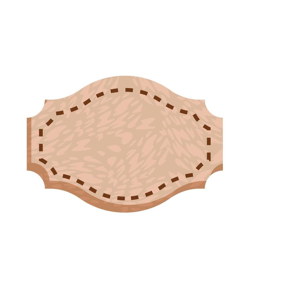 Wooden label with stitched border offering space for promotion vector