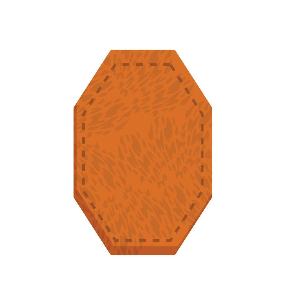 Blank octagon leather label with stitch showing natural pattern vector