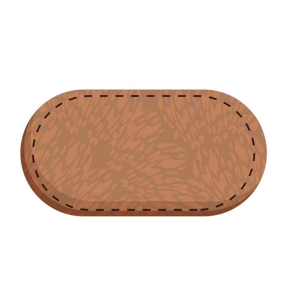 Brown leather label with stitches for clothes tagging vector