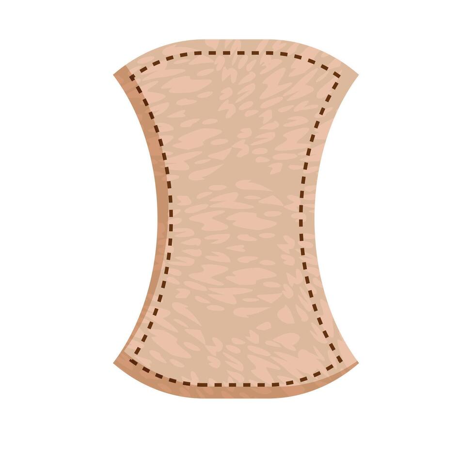 Blank retro leather label with stitched border showing worn surface vector