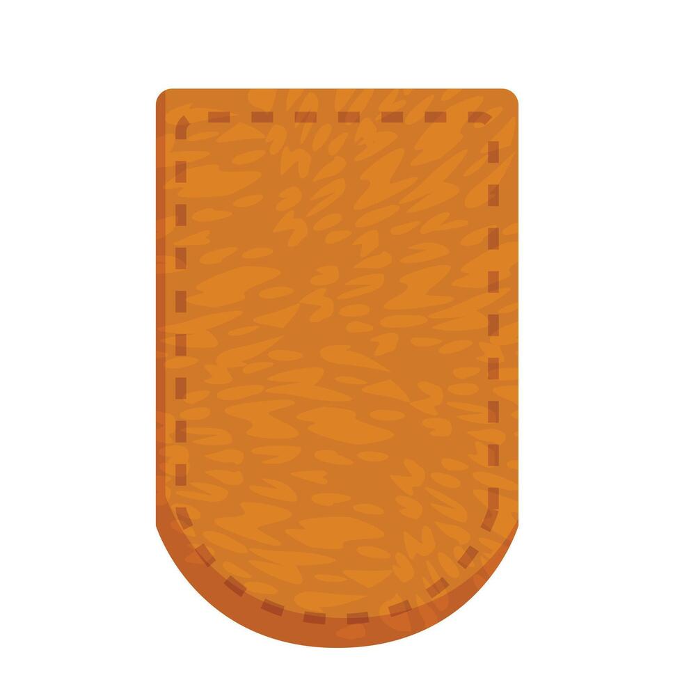 Empty rounded leather label with sewing stitch detail for clothing vector