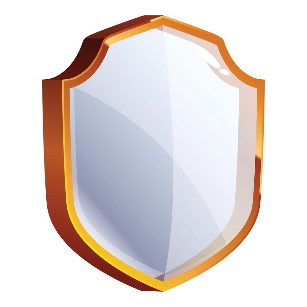 Blank silver shield with golden frame protecting from danger vector