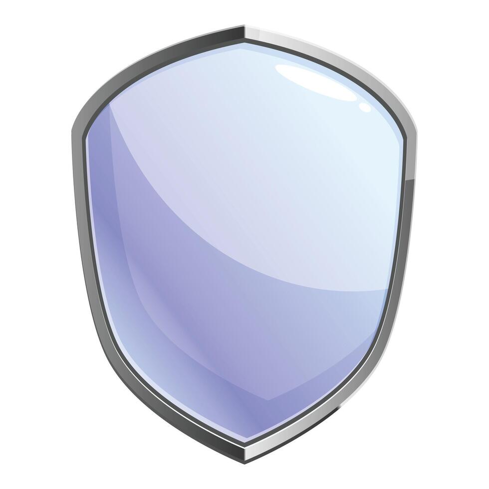 Blue shield providing protection with metal frame on white background vector