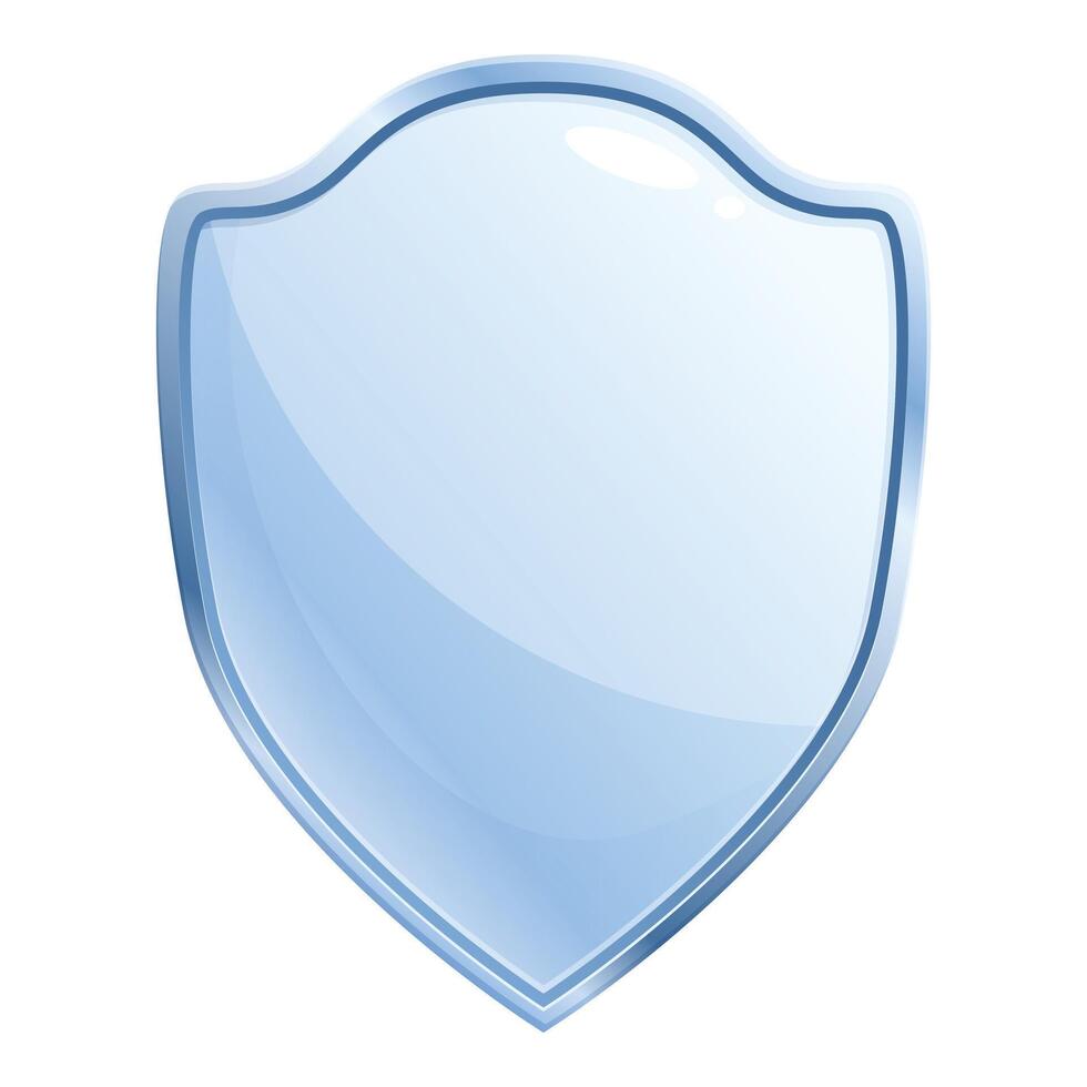 Blue glossy shield providing protection and security vector