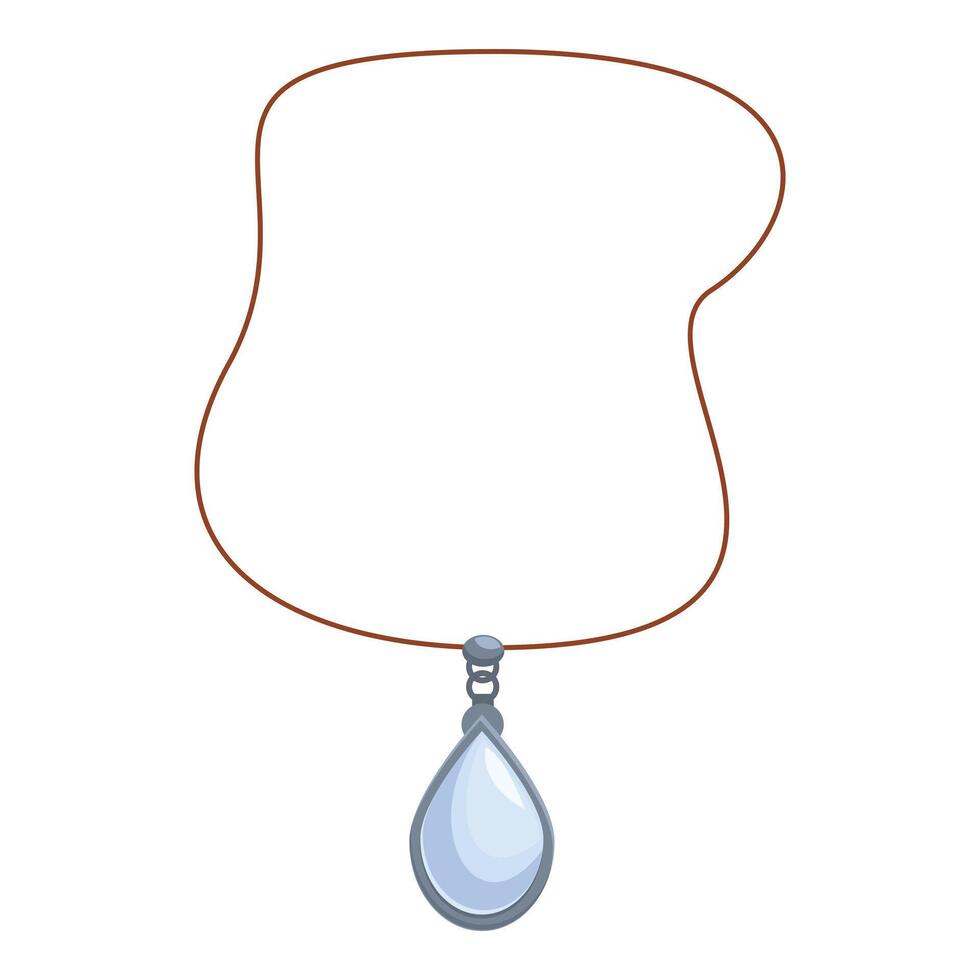 Silver necklace with blue gemstone pendant hanging on brown string vector
