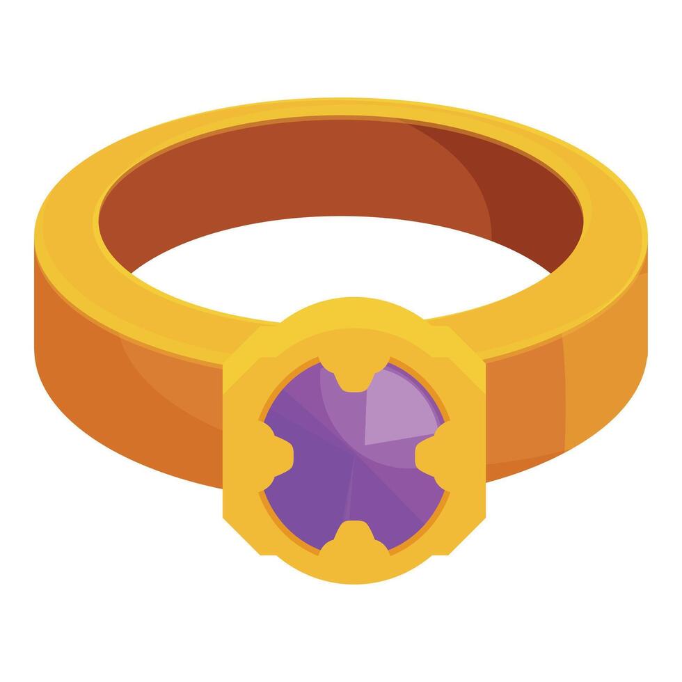 Gold ring with purple gem showing luxury and style vector