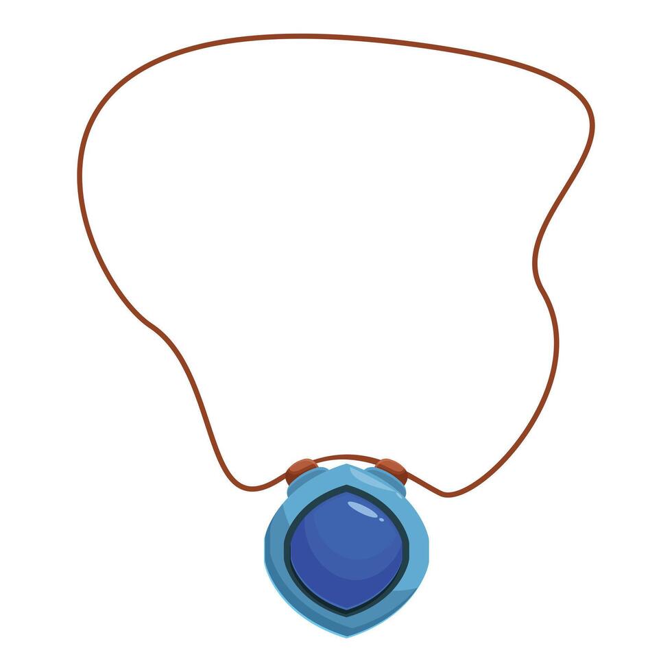 Blue gemstone necklace hanging from leather string vector