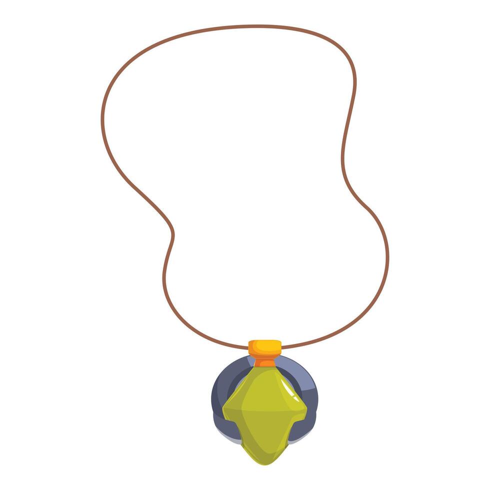 Necklace with green stone pendant hanging on string vector