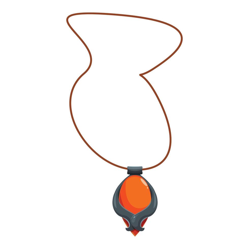 Orange stone pendant hanging on a string necklace vector