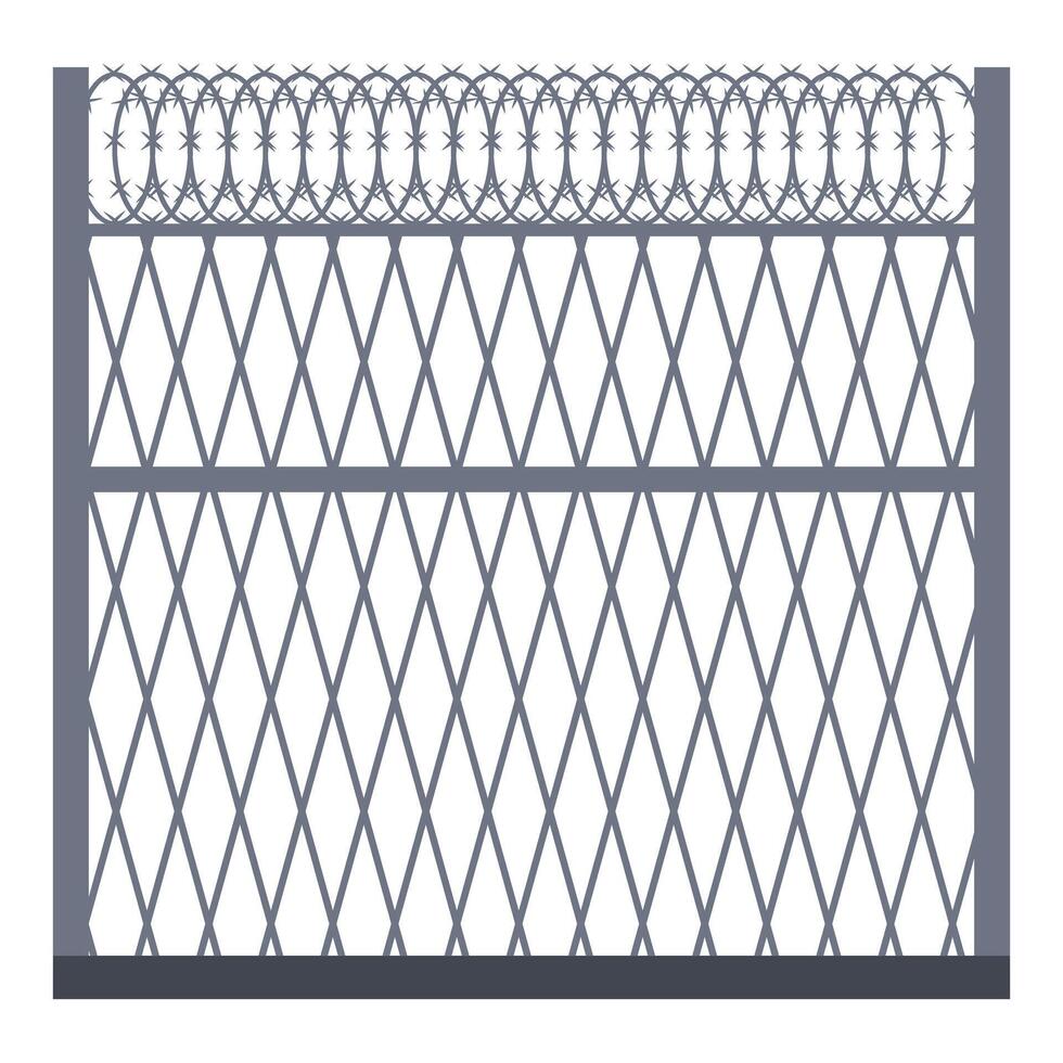 High security fence with barbed wire protecting property vector