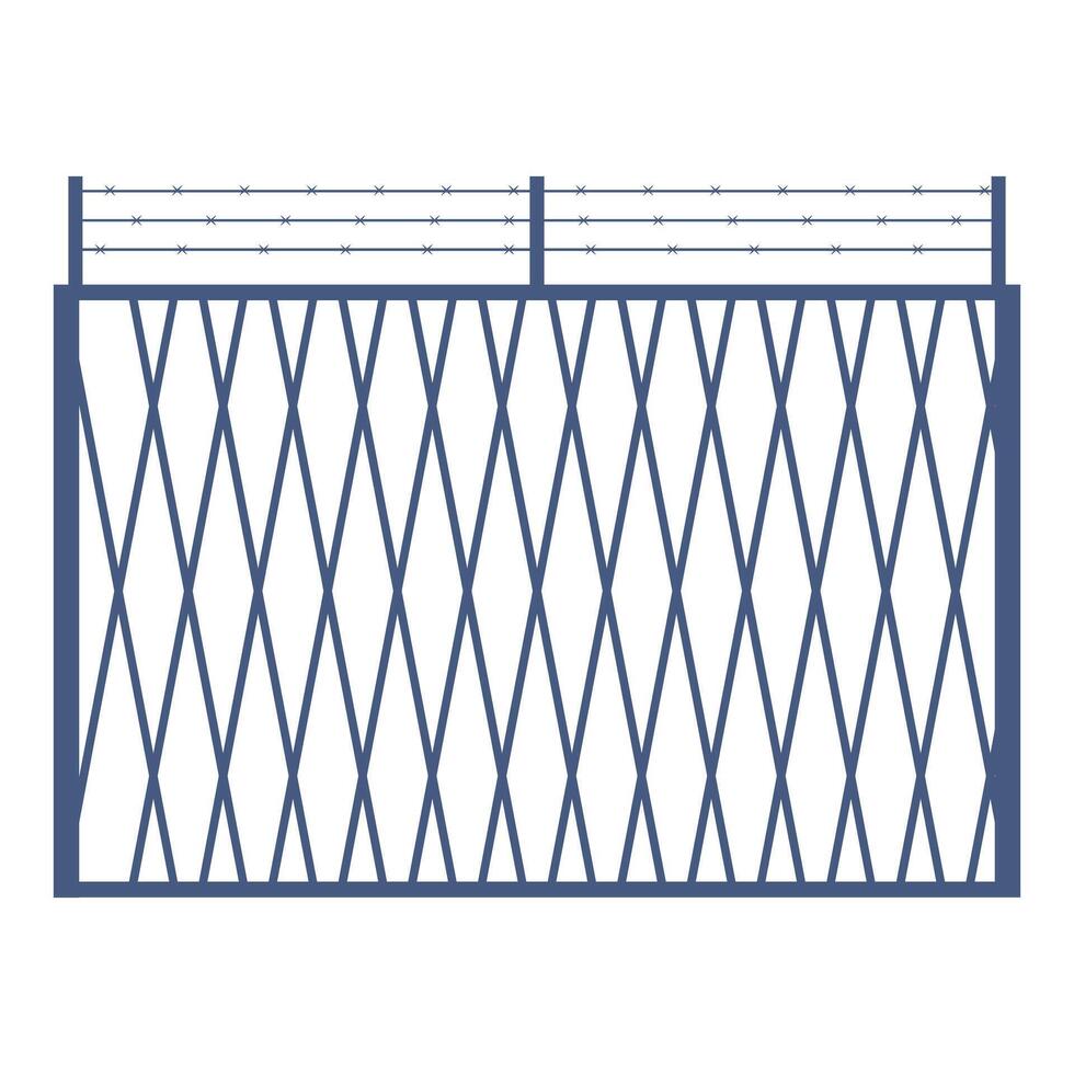 Barbed wire fence providing security and protection vector