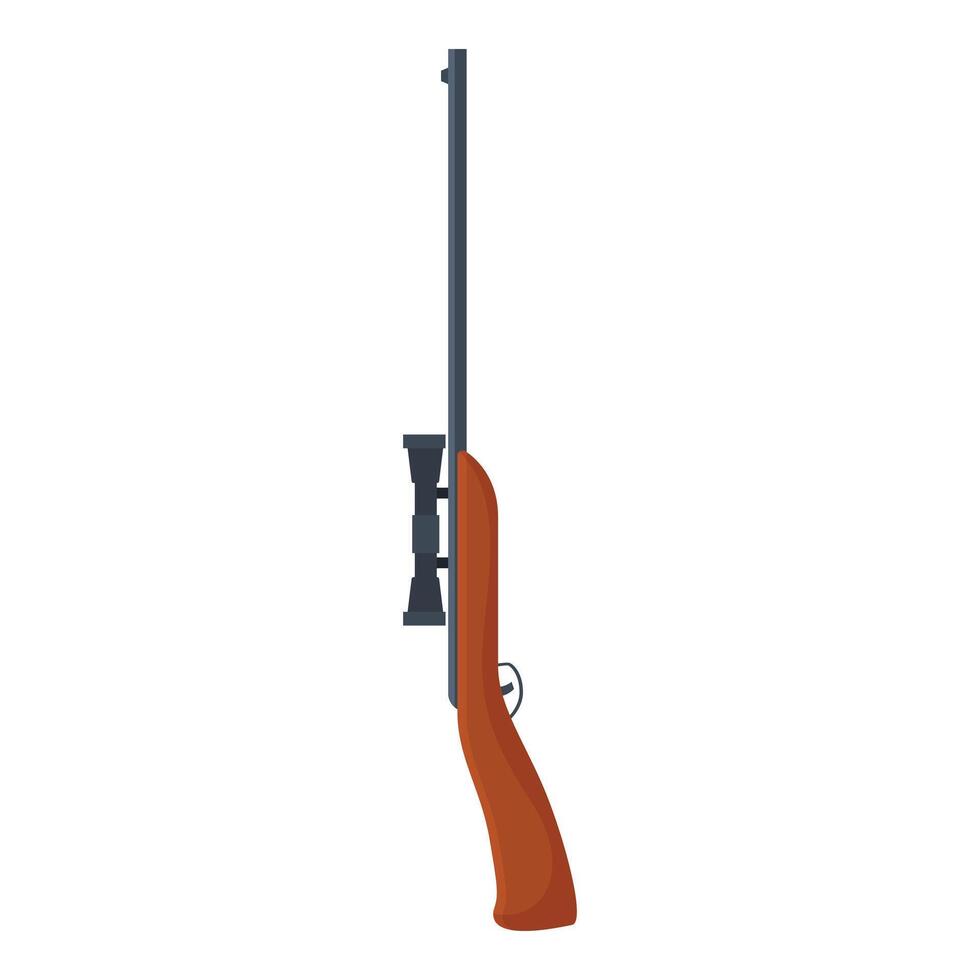 Hunting rifle with scope standing upright on white background vector