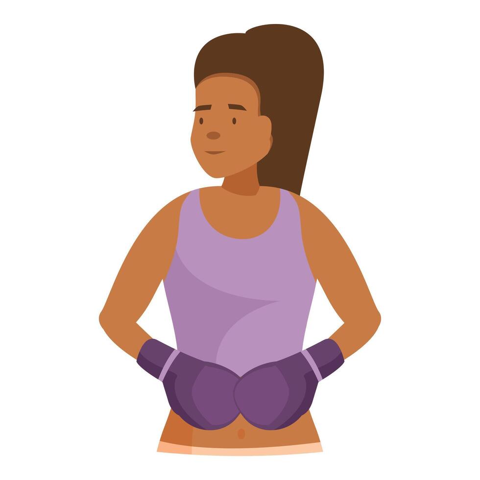 Young woman is getting ready for a boxing match vector