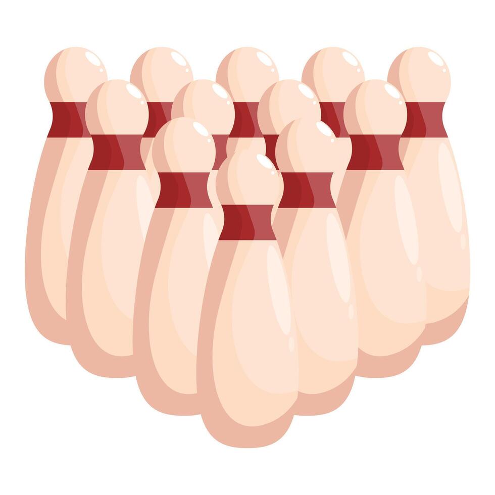 Set of bowling pins standing upright and ready to be knocked down vector