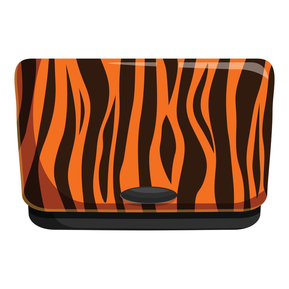Tiger pattern wallet closing with button showing animal print design vector