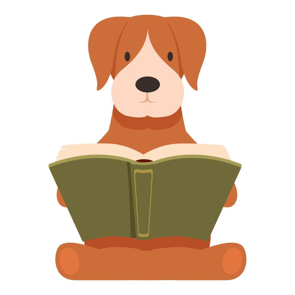 Cute dog reading book, enjoying literature and education vector