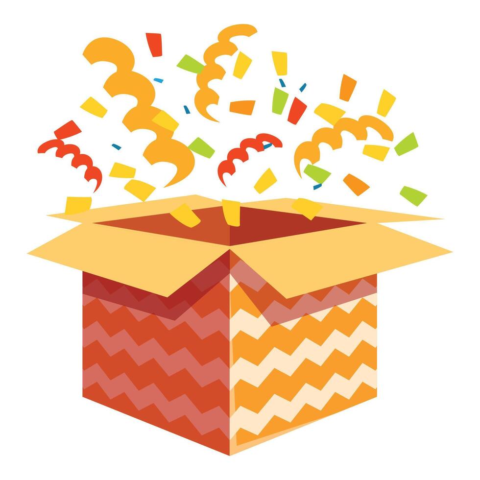 Open gift box exploding with colorful confetti vector
