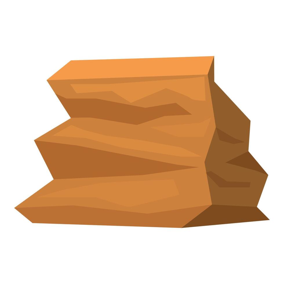 Big brown rock formation standing on white background vector