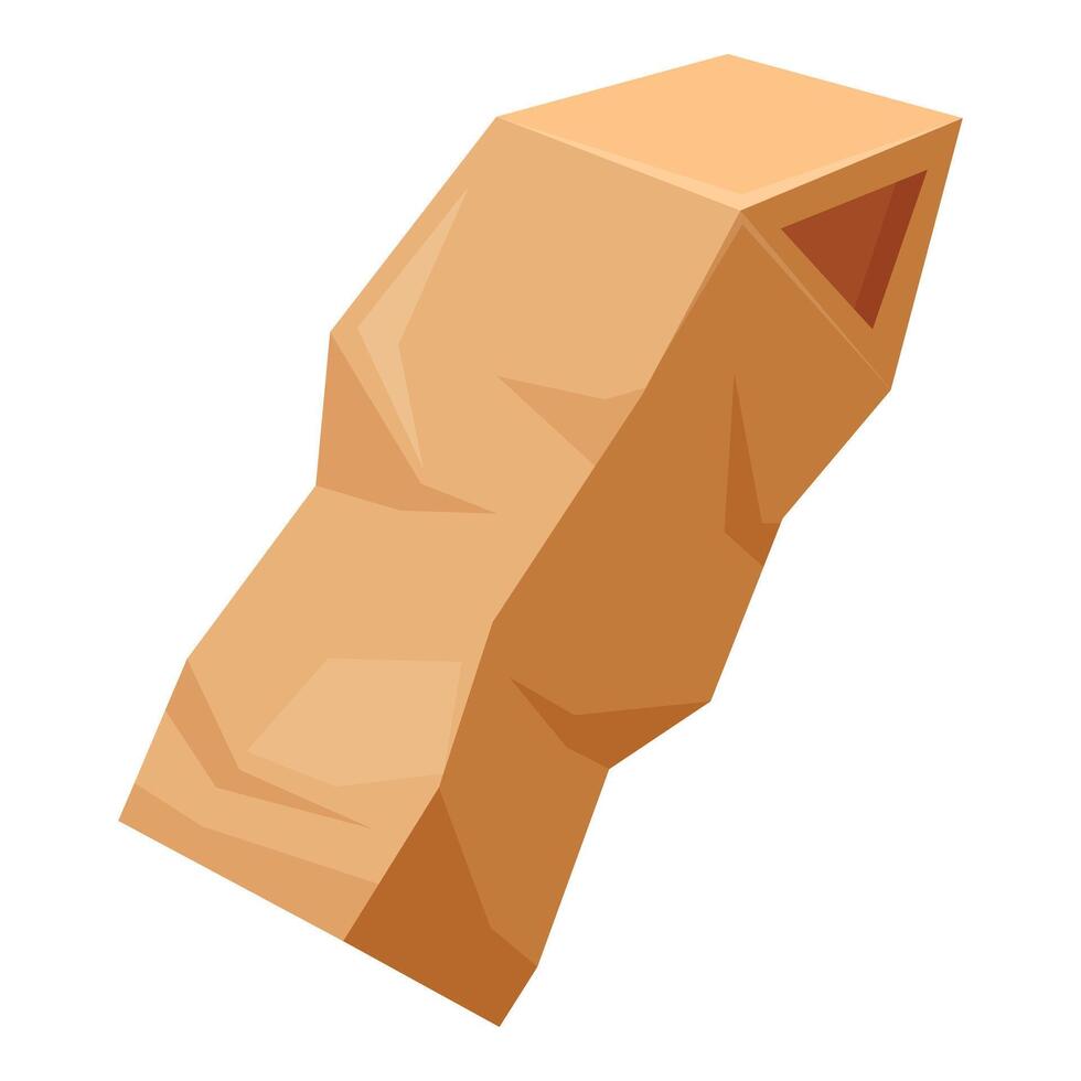 Crumpled brown paper bag is standing upright vector