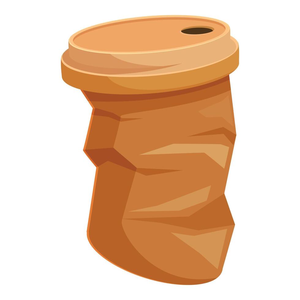 Crumpled disposable paper coffee cup showing pollution concept vector