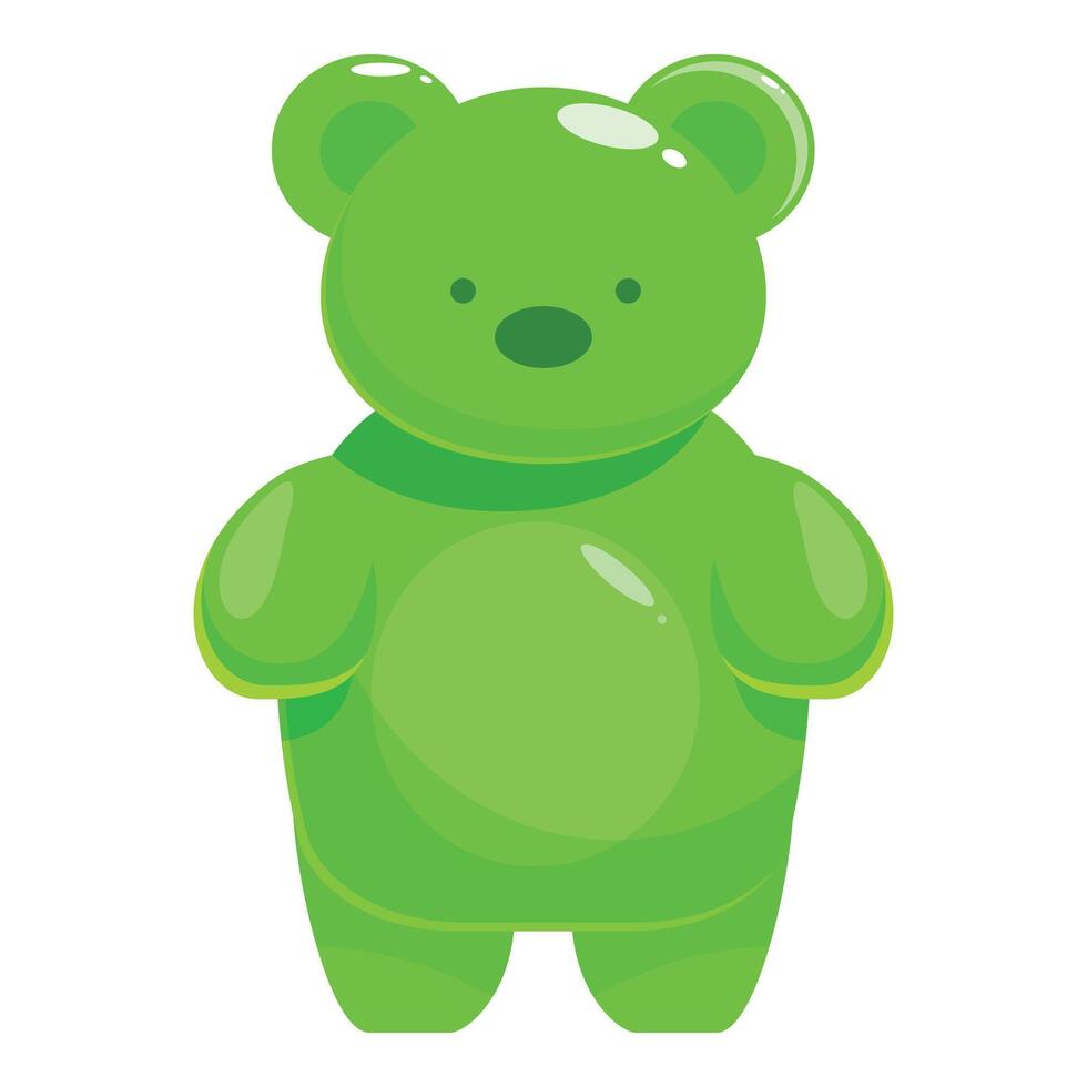 Green gummy bear standing and smiling cartoon illustration vector