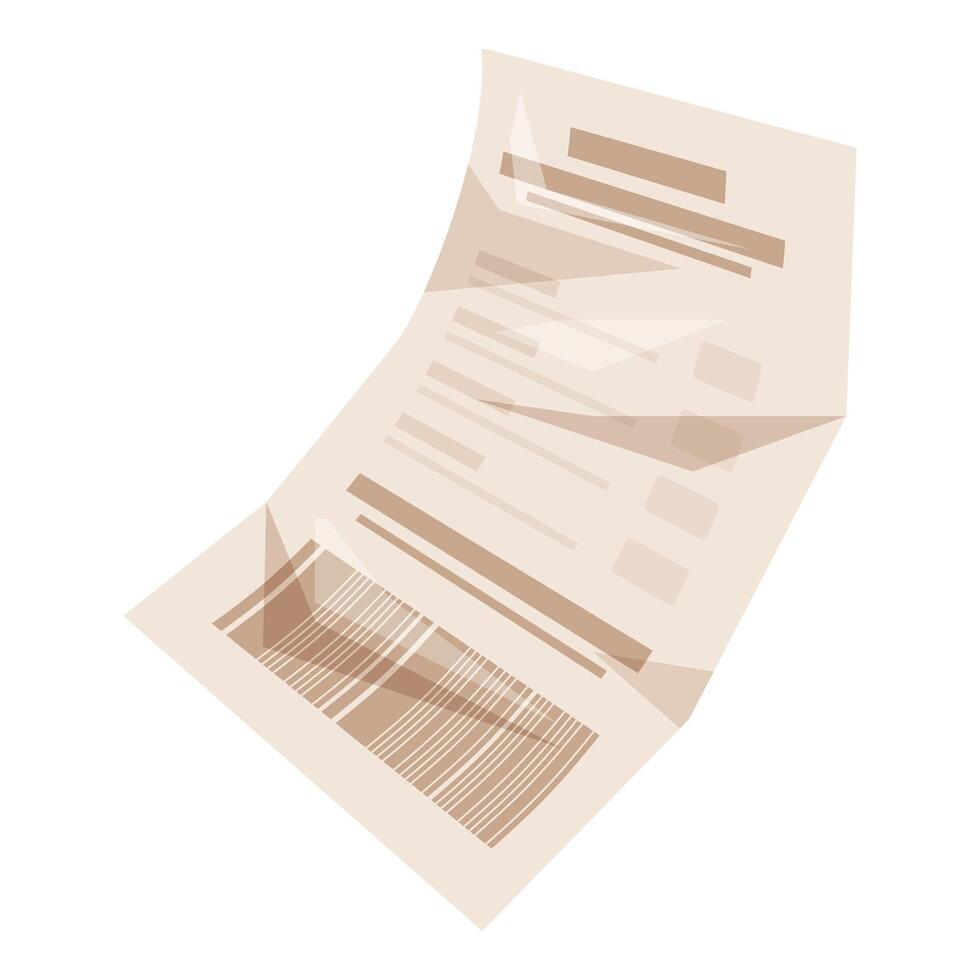Folded paper document with barcode is flying in air vector