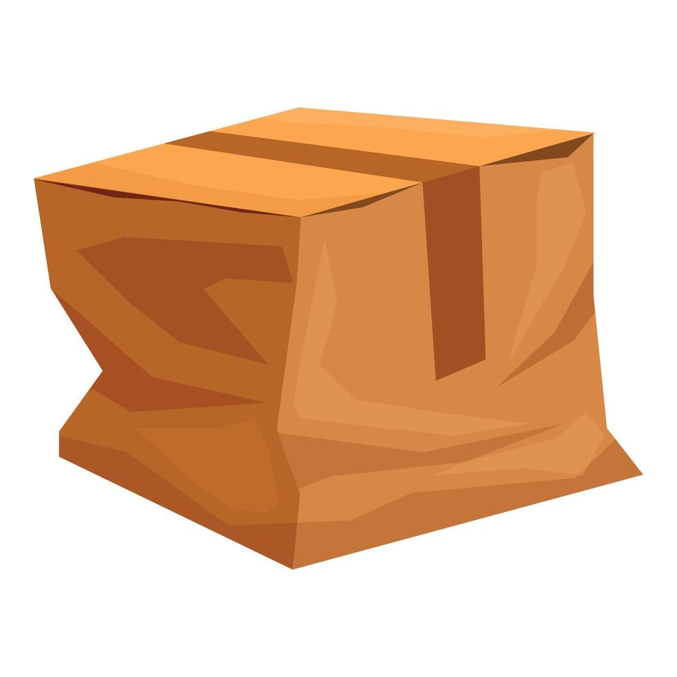 Crumpled cardboard box sitting isolated on white vector