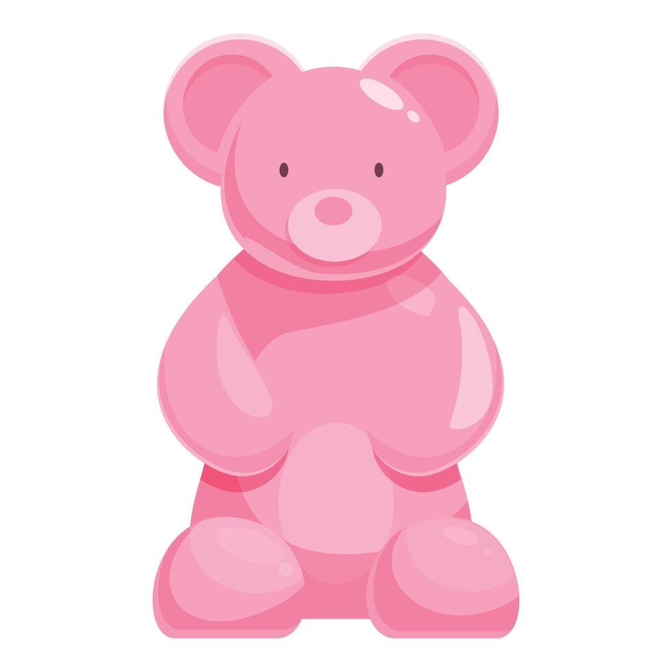 Pink gummy bear standing and smiling cartoon illustration vector