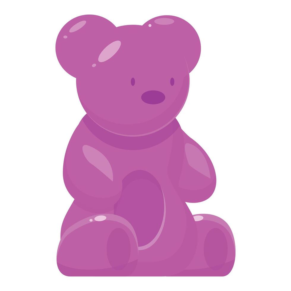 Shiny purple gummy bear sitting and smiling vector