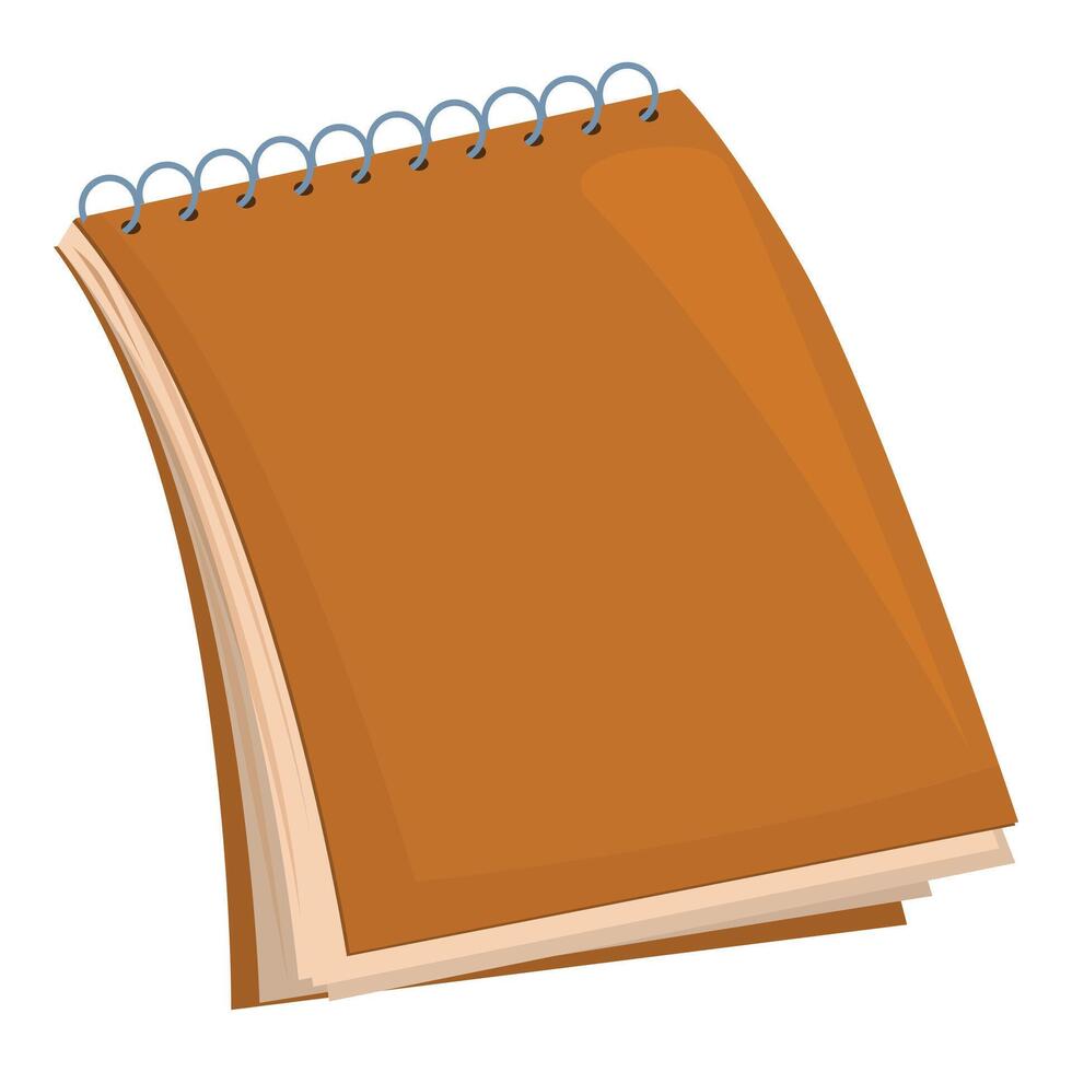 Blank spiral notepad sitting open at an angle vector