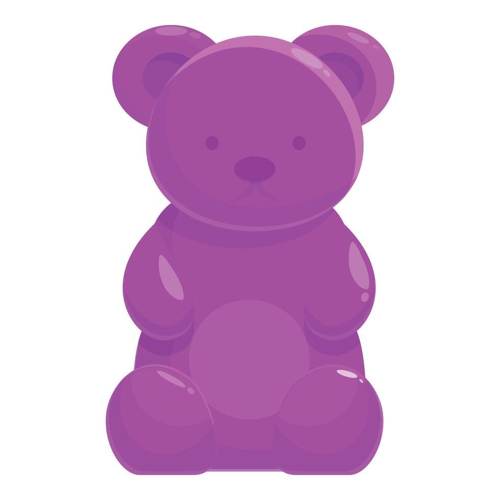 Shiny purple gummy bear sitting down isolated vector