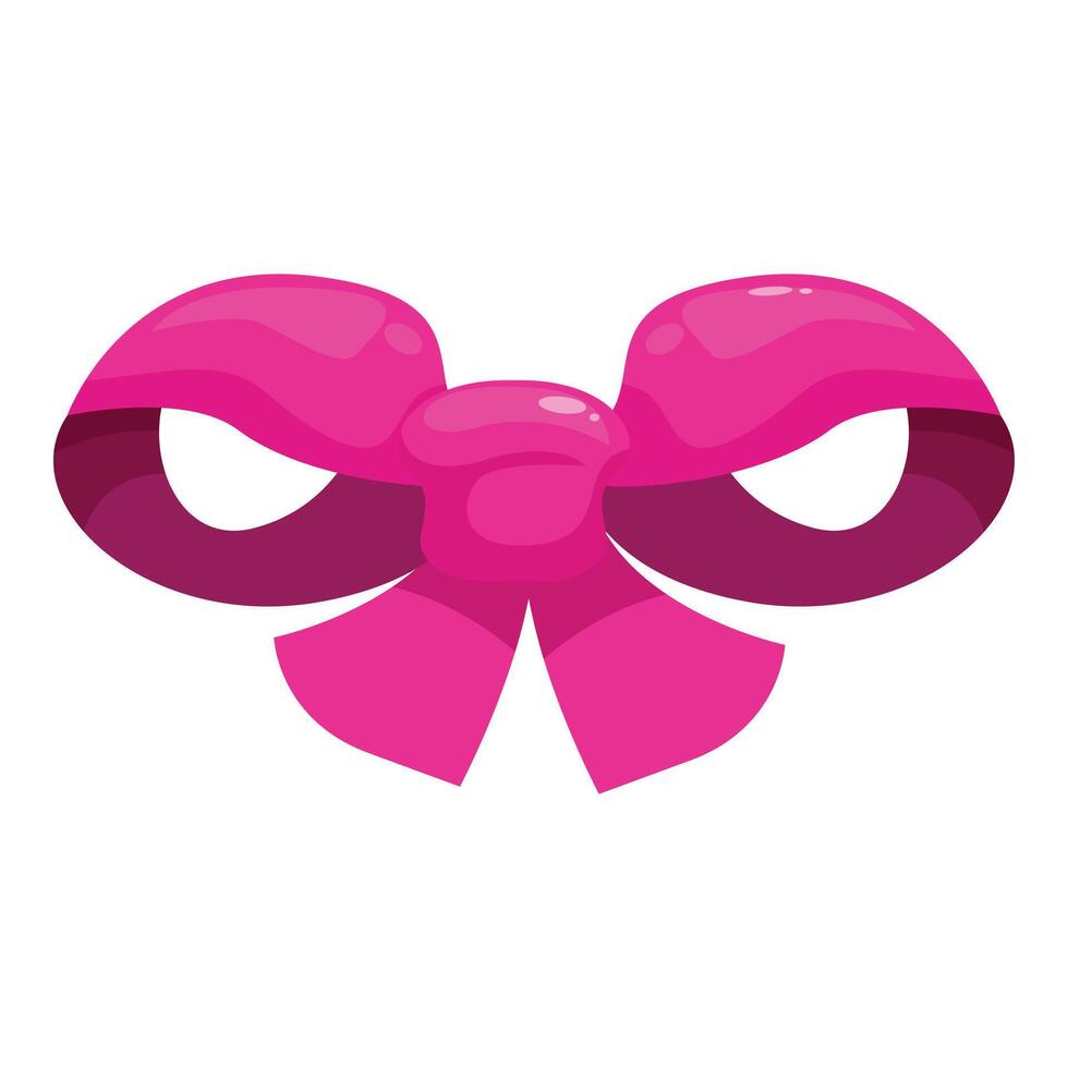 Cartoon pink gift bow looking angry with eyes wide open vector