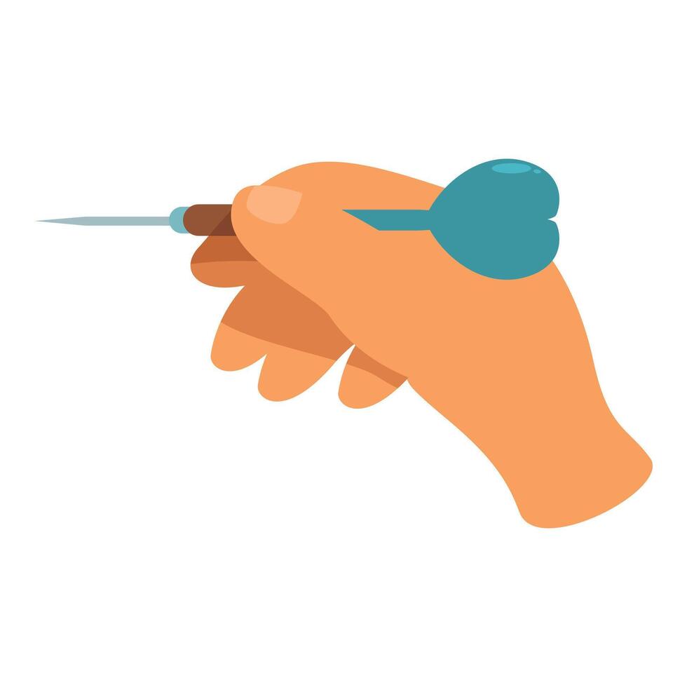 Hand holding dart aiming at target on white background vector