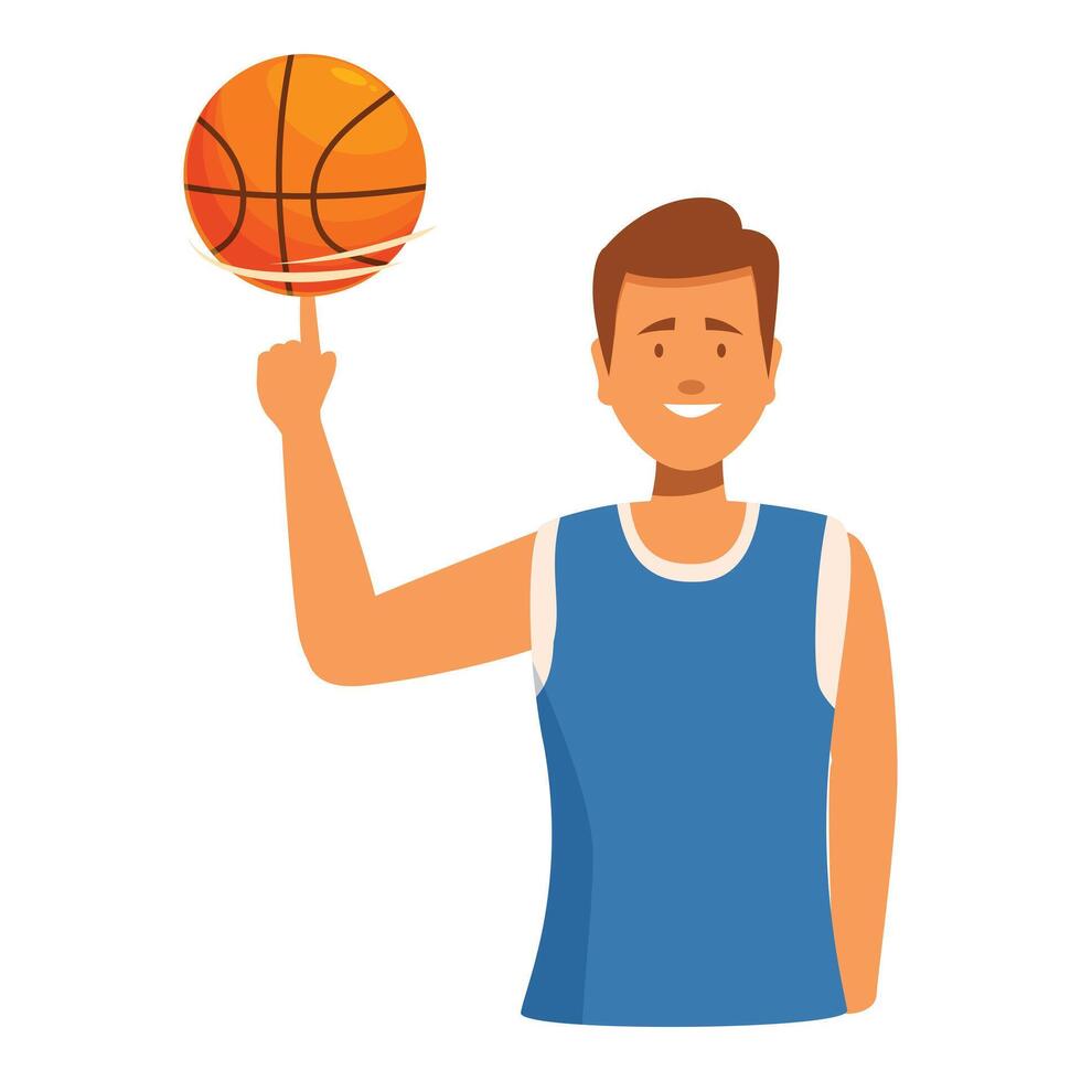 Basketball player spinning a ball on finger vector