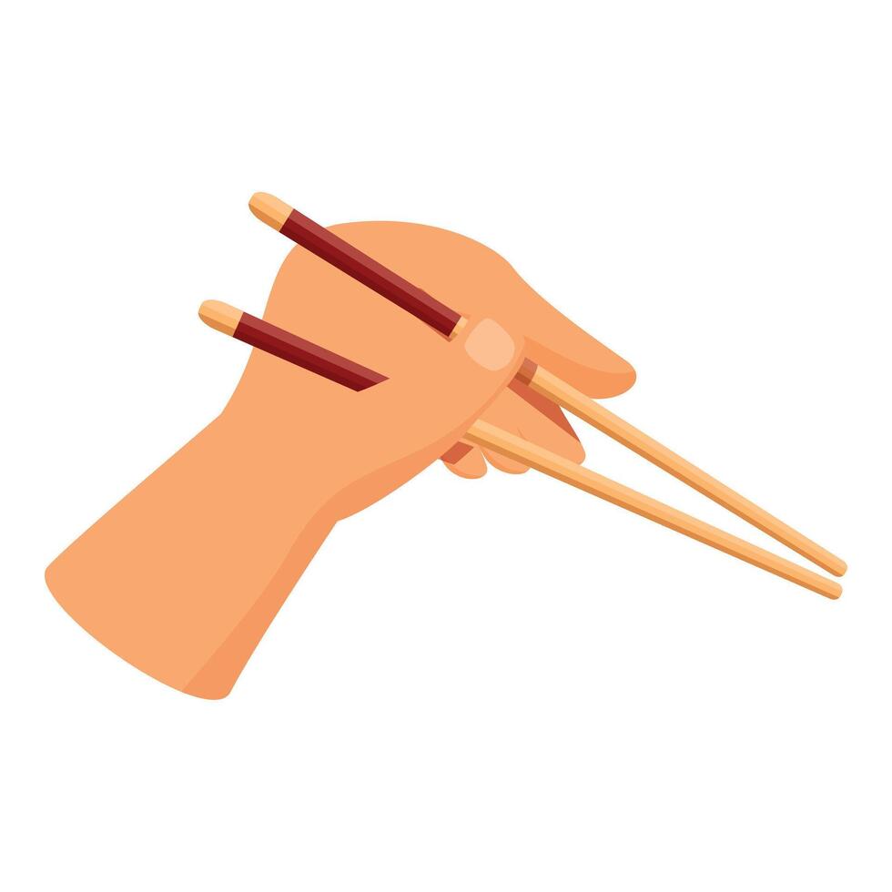 Hand holding chopsticks ready to eat asian food vector