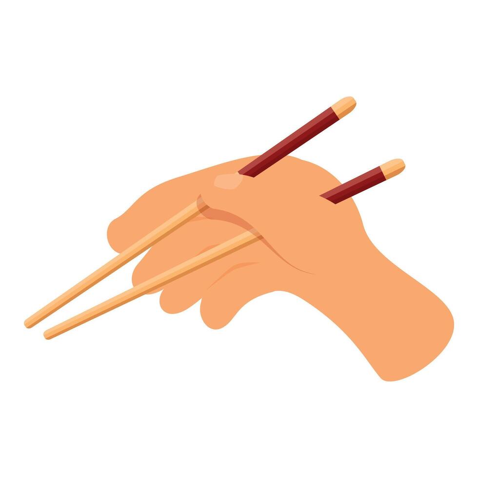 Hand holding chopsticks ready to eat asian food vector