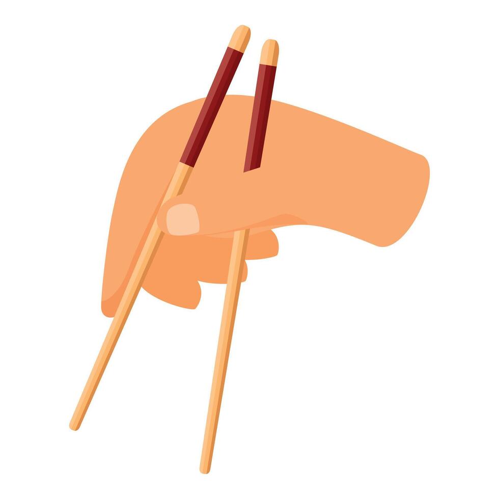 Hand holding chopsticks ready to eat asian food vector