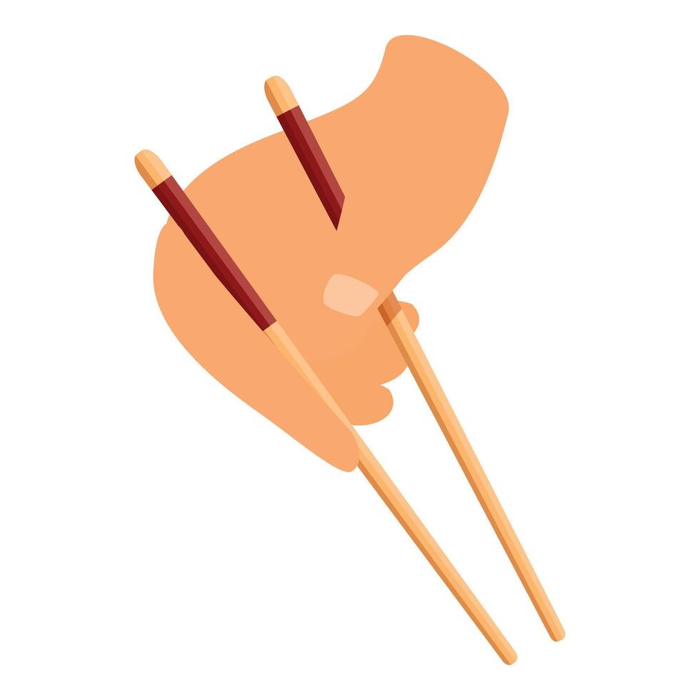 Hand holding chopsticks ready to eat asian food vector