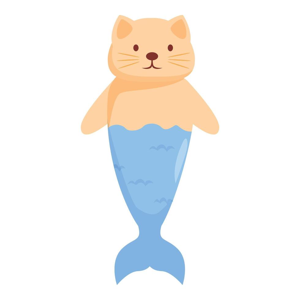 Cute cat mermaid smiling and showing its fishtail vector