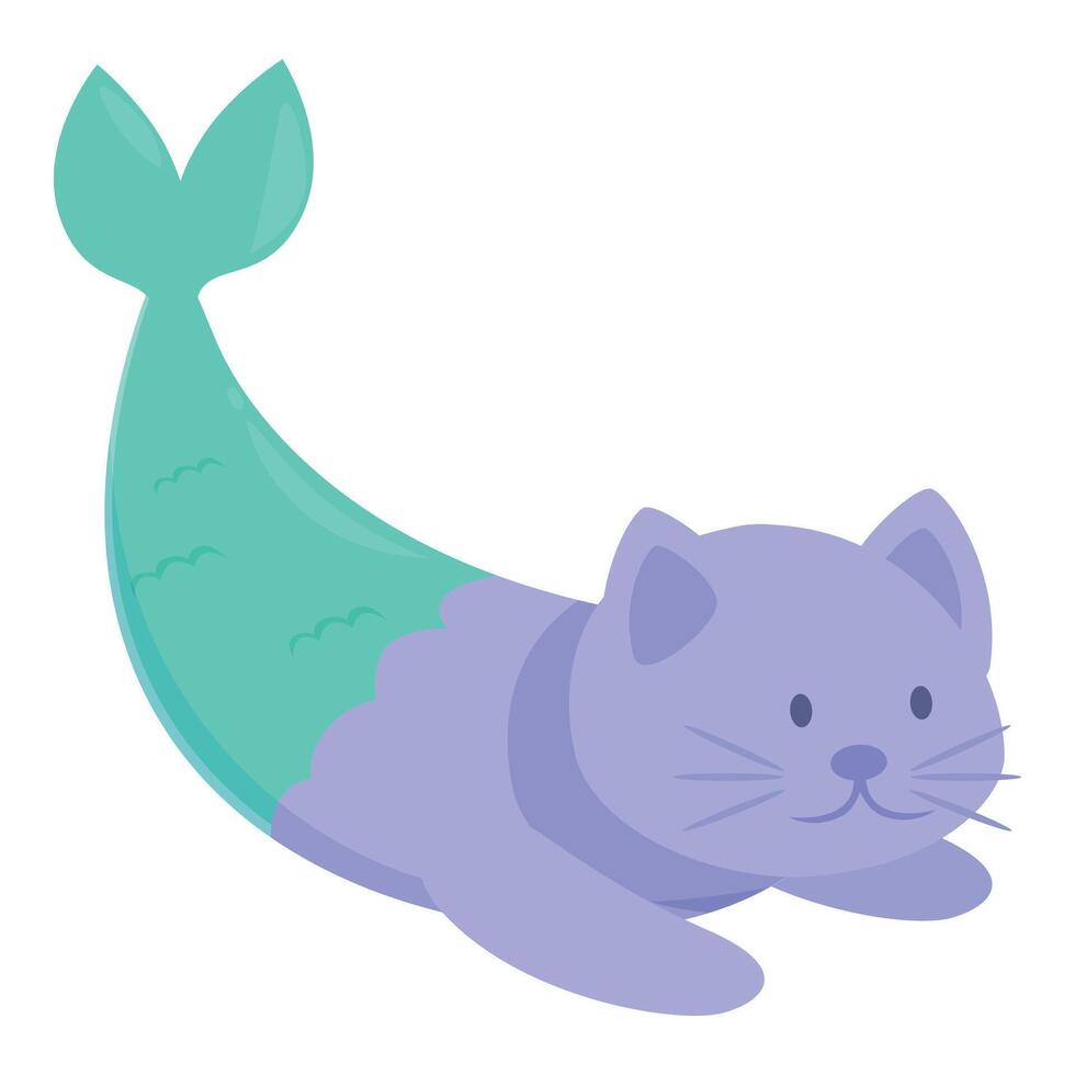 Cute cat mermaid lying down having a mermaid tail fantasy illustration vector