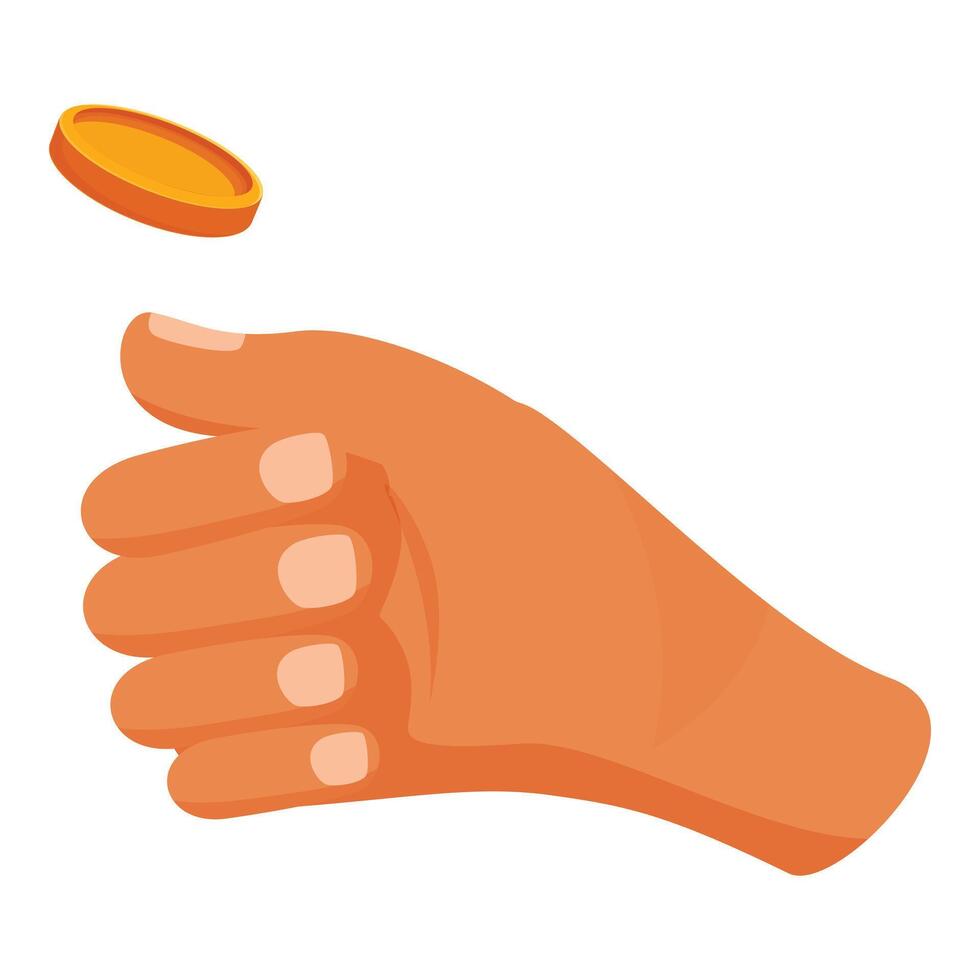 Hand flipping a coin making important decision vector